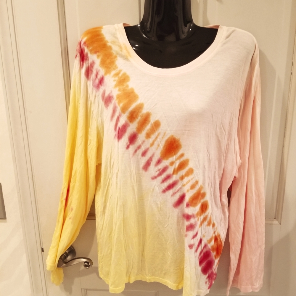 Tie-Dye Long Sleeve Tee - Pink, Yellow & Orange